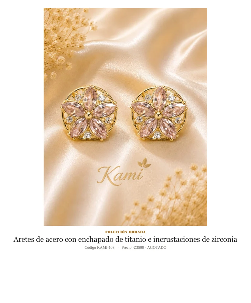 Aretes de Acero con enchapado de titanio y zirconia. Código KAMI-103