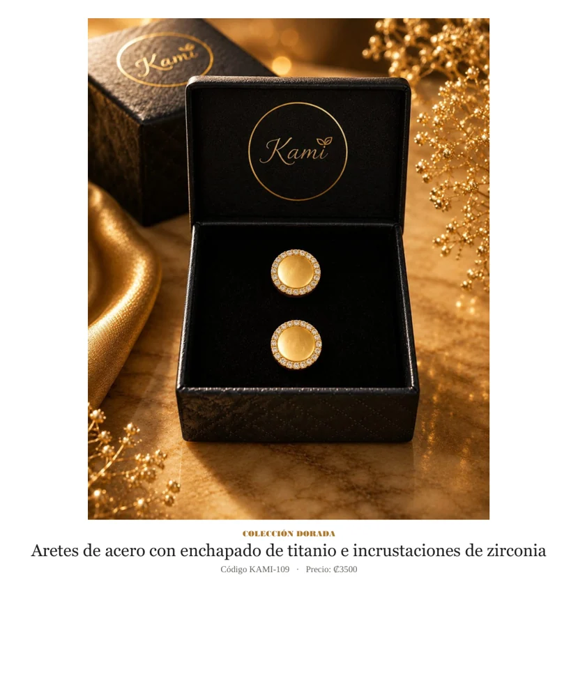 Aretes de Acero con enchapado de titanio y zirconia. Código KAMI-109