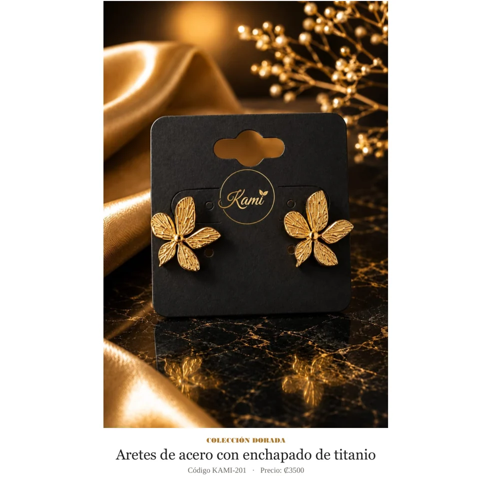 Aretes de Acero con enchapado de titanio. Código KAMI-201