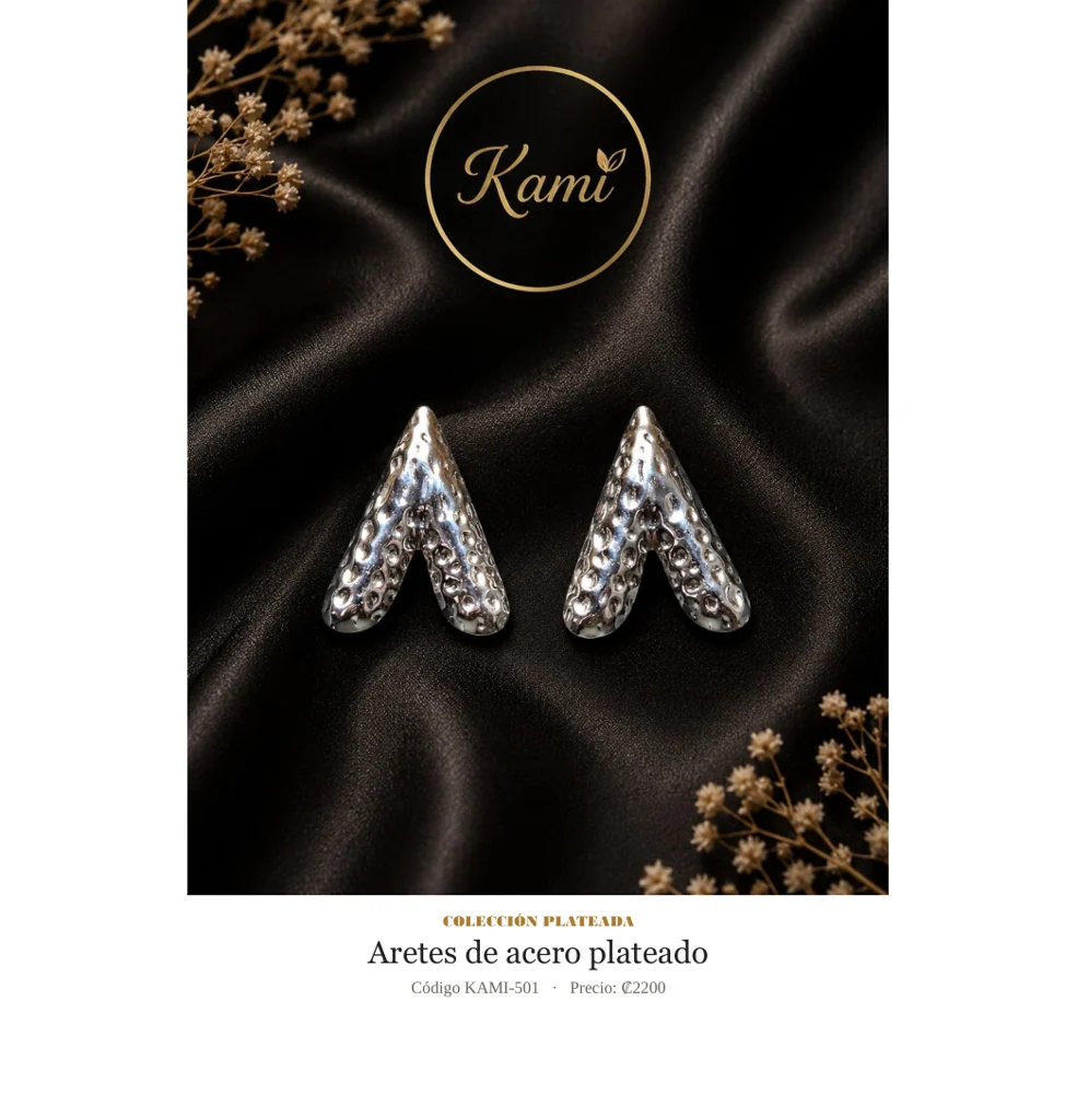 Aretes de Acero plateado. Código KAMI-501