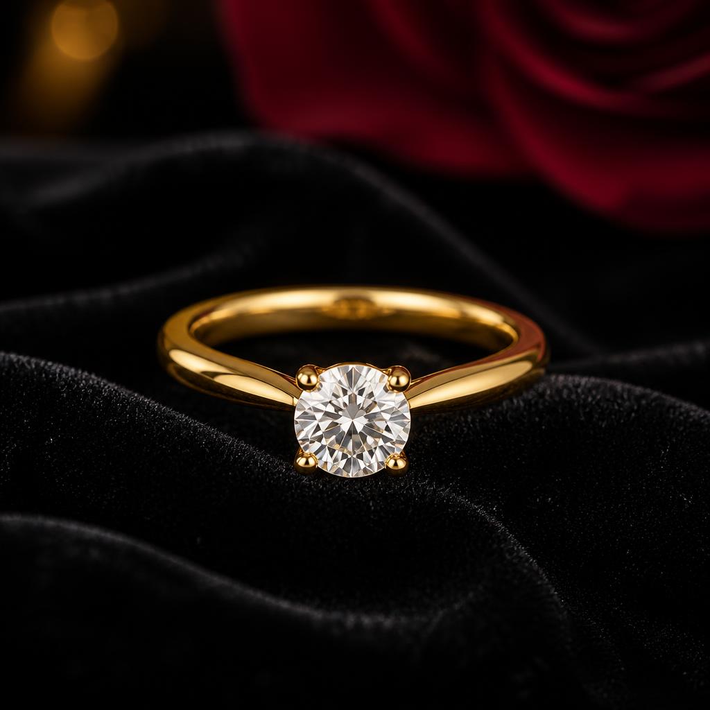 Anillo solitario de compromiso con diamante