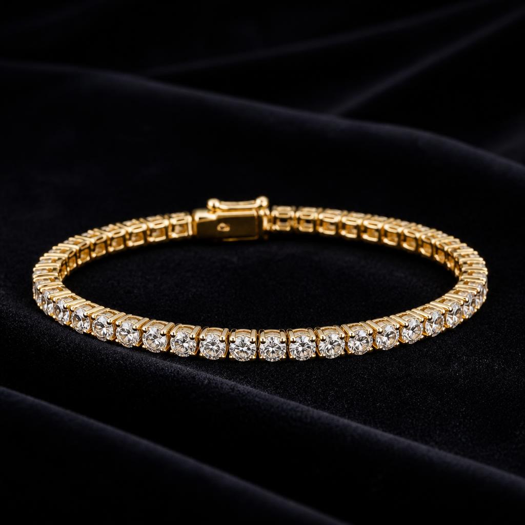 Pulsera tipo tenis con diamantes en oro